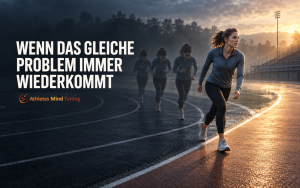 Athletin durchbricht auf einer Laufbahn ein wiederkehrendes Reaktionsmuster